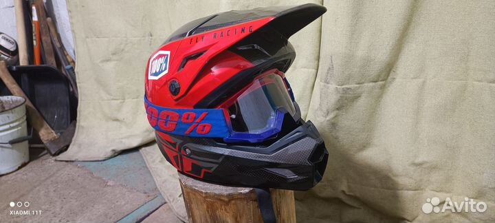 Мото шлем Fly kinekt с очками 100 две линзы