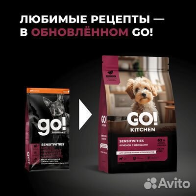 Сухой корм для щенков и собак GO kitchen ягненок 1