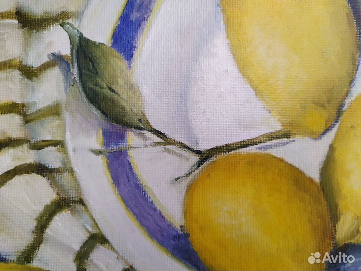 Картина маслом натюрморт лимоны