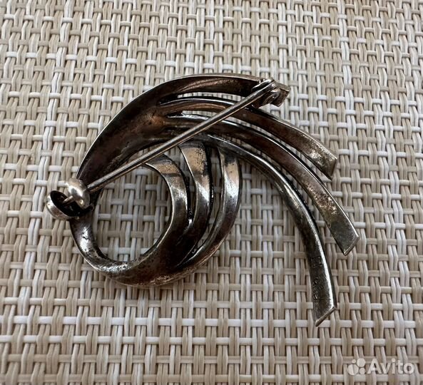 Брошь марказиты серебро 800 проба Европа винтаж