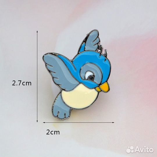 Значки птички металлические 3шт