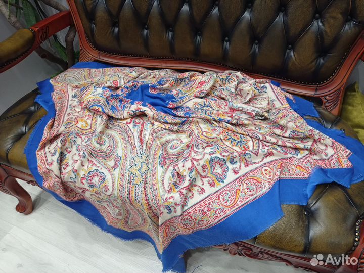 Платок теплый 140см шаль шерсть италия