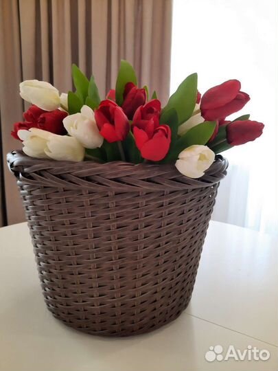 Кашпо из ротанга 20 литров цвет темный орех