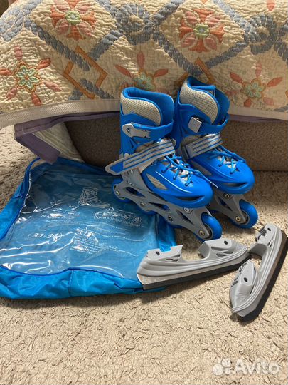 Коньки ролики 2 в 1 детские раздвижные