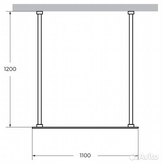 Душ. Стенка Cezares Хром liberta-l-2-110-120-br-cr