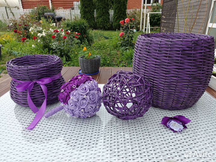 Кашпо из искусственного ротанга