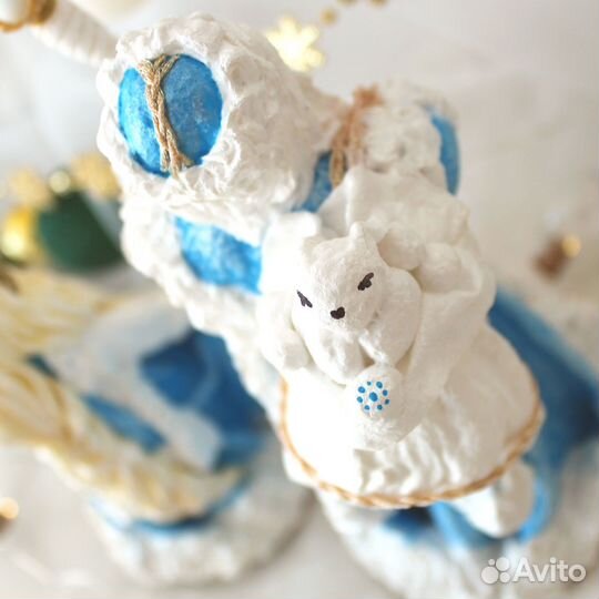 Дедушка Мороз со Снегурочкой. Ватная игрушка