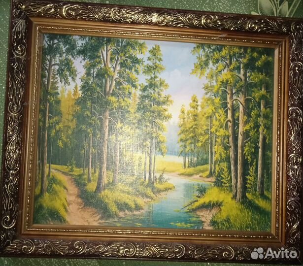 Картина маслом на холсте и красками,ещë из бисера