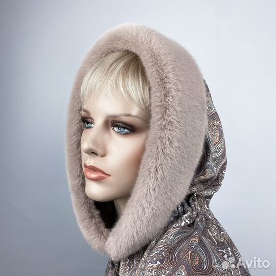 Косынка Теплая Экомех Принт Бежевая