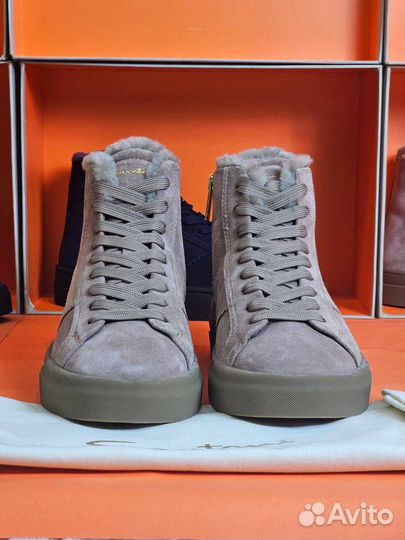 Кеды Santoni с мехом