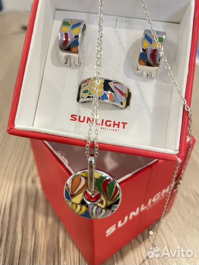 Набор серебряных украшений с эмалью sunlight