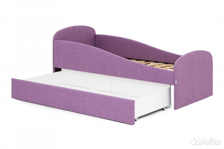 Кроватка с бортиком и ящиком. Рогожка-черника