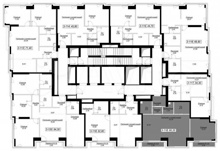 1-к. квартира, 60,2 м², 16/41 эт.