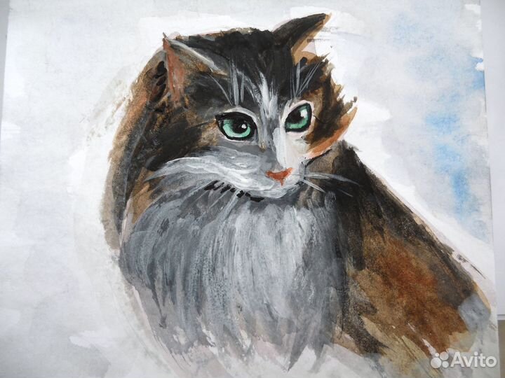 Картина кот картины с кошками акварель масло холст