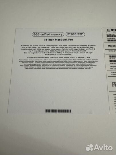 Macbook pro 14 m3 8/512 новый 1 год гарантии