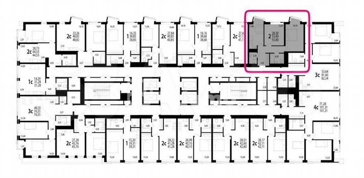2-к. квартира, 55,4 м², 28/33 эт.