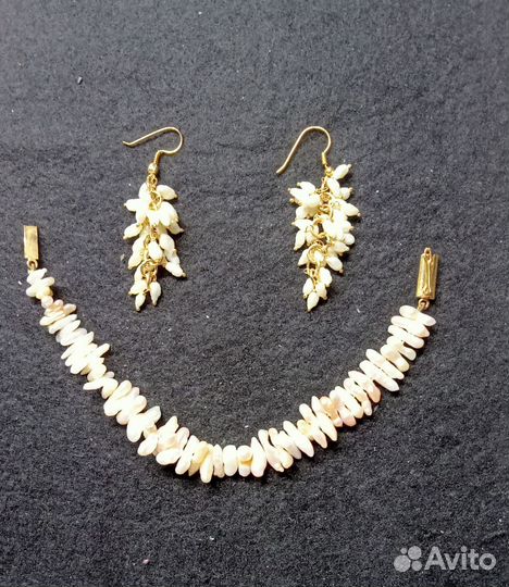 Браслет, серьги жемчуг