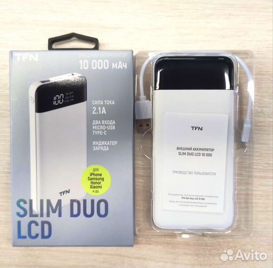 Внешний аккумулятор TFN Slim Duo LCD