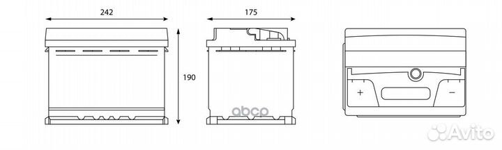 Аккумулятор gladiator EFB 62 Ah, 620 A, 242x175