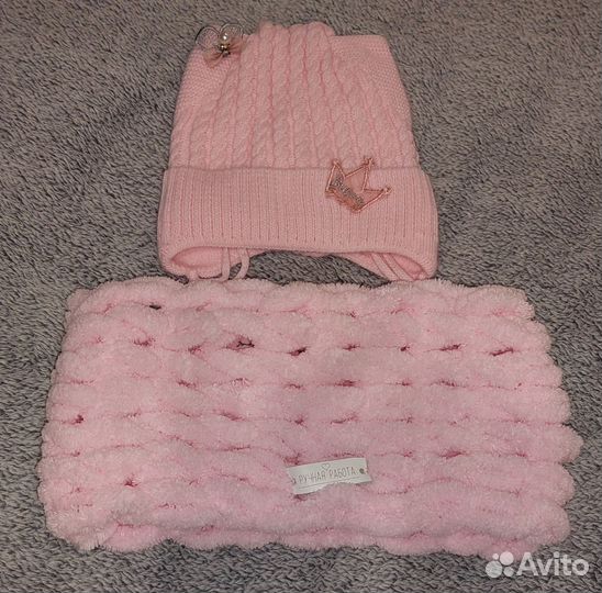 Шапка и снуд для девочки демисезонная