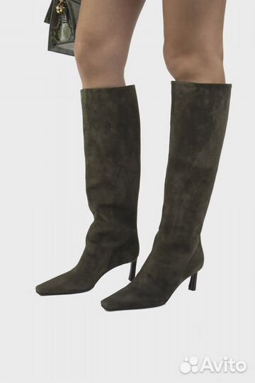 Vetiver сапоги Т/оливковые замша, квад.нос 303645