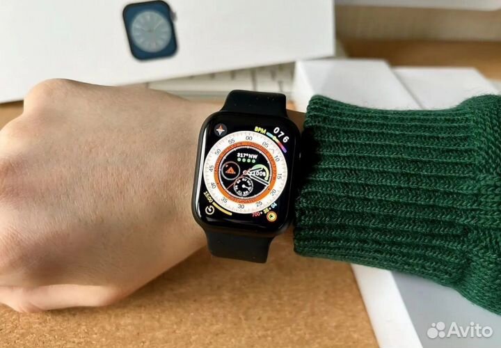 Смарт часы apple watch 8/9 45 mm с яблоком