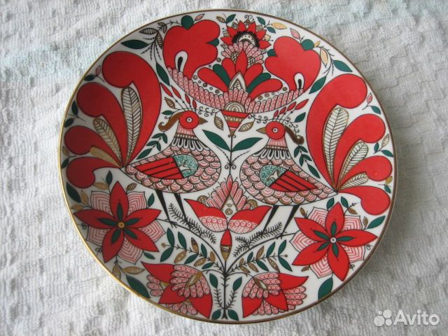Тарелка настенная. лфз. Райские птицы