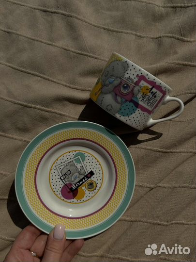 Кружка с блюдцем Мишка Тедди