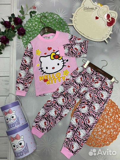 Пижама детская для девочки Hello Kitty из хлопка