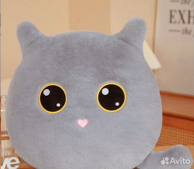 Подушка-кошка серая