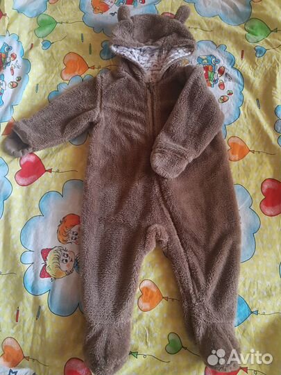 Комбинезон плюшевый мишка и утепленный с вертолето