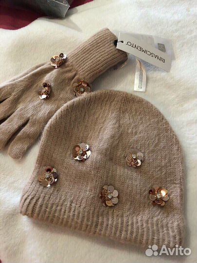 Набор шапка и перчатки риносименто оригинал
