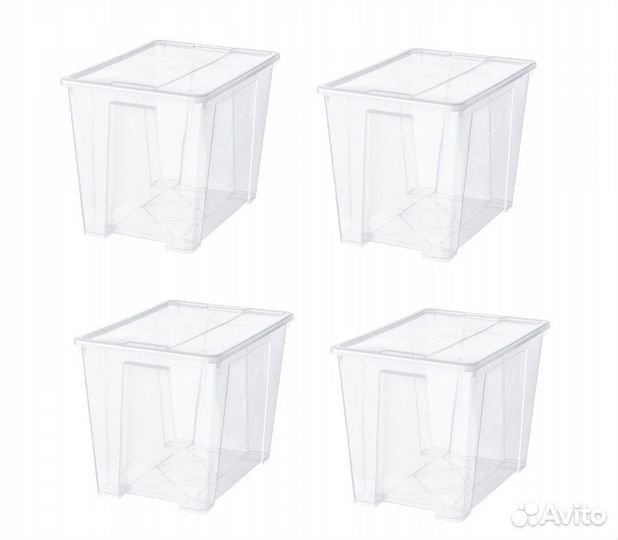 Контейнеры с крышкой икеа самла (новые), 65л 4 шт