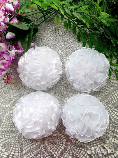 Белые банты для волос ручной работы