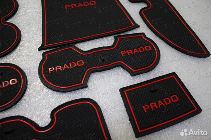 Коврики в ниши и кармашки Prado 150, красная окант