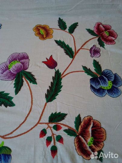 Вышивка ручная работа.большая.гладь.лен