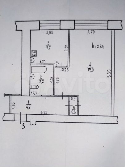 1-к. квартира, 30,1 м², 2/5 эт.