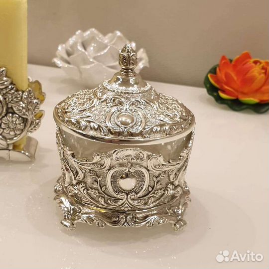 Сахарница с крышкой металл стекло