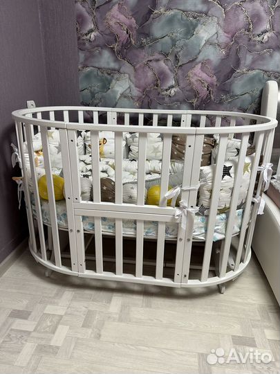 Детская кроватка трансформер круглая
