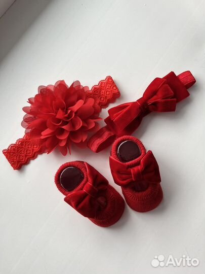 Набор для новорожденной пинетки + повязки