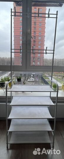 Вешалка напольная с крючками и полочками