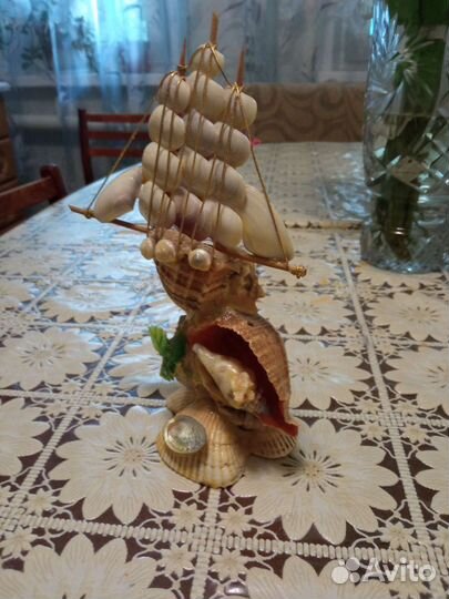 Статуэтка, корабль из ракушек