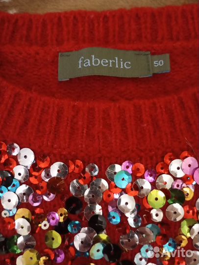 Свитер женский шерстяной с пайетками Faberlic р. 5