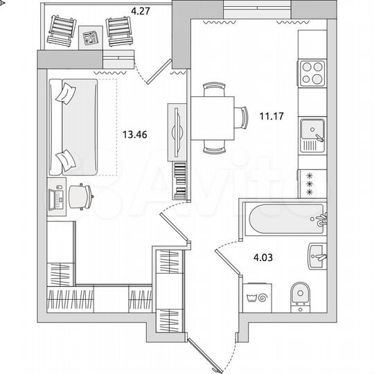 1-к. квартира, 37 м², 13/17 эт.
