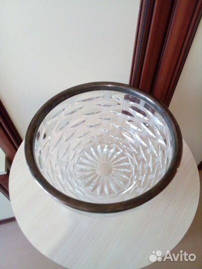 Ваза большая 20 см (2 шт.), хрусталь + мельхиор