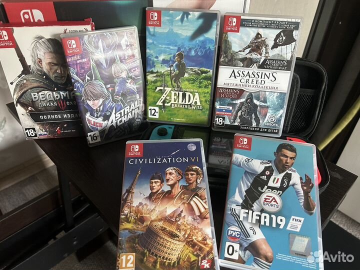 Nintendo switch + игры (15шт) + чехол