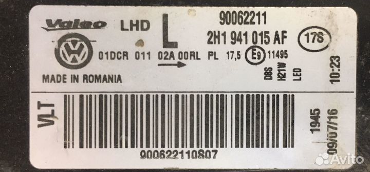 Vw Amarok фара левая ксенон