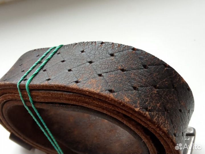 Мужской ремень натуральная кожа, коричневый