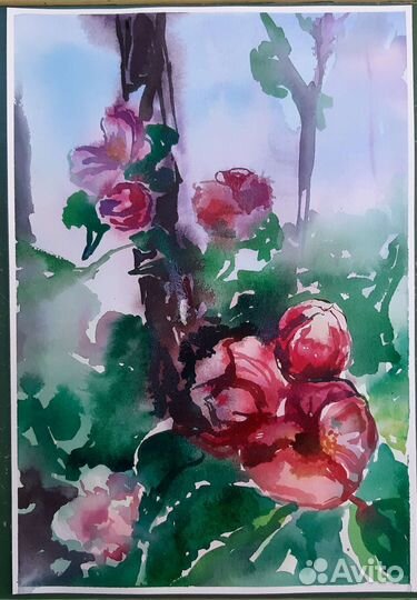 Картина акварелью цветы