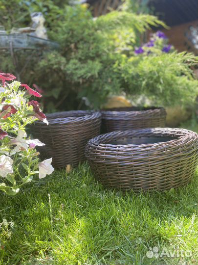 Кашпо вазоны для цветов из искуственного ротанга